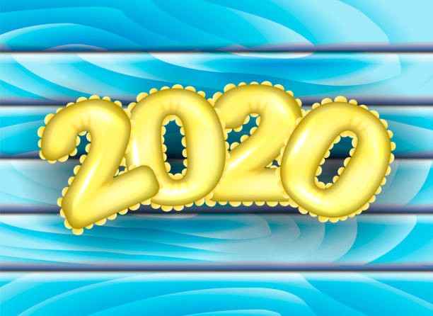 istock Golden air ballons in form of 2020 date. Vector illustration for poster 1188644039