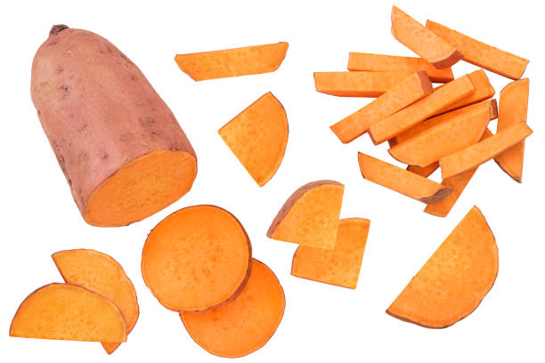 istock Sweet potato isolated on white background closeup. Top view. Flat lay. 1188645172