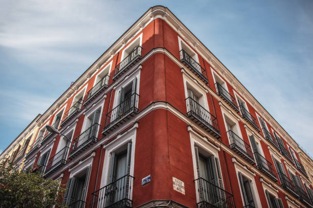 An apartment building in the historical center of Madrid, Spain.