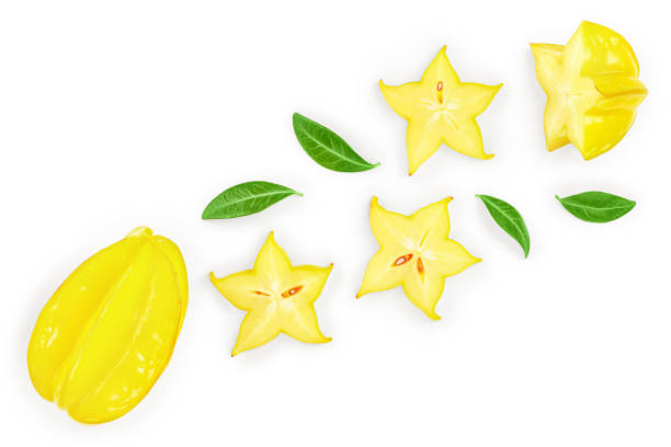 istock Carambola or star-fruit isolated on white background with copy space for your text. Top view. Flat lay 1188652153
