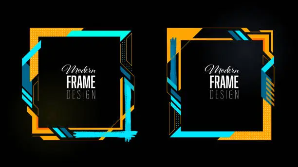 Vector illustration of modern frame black bg