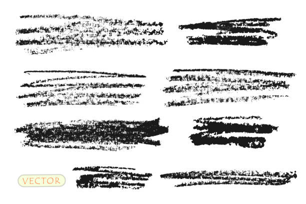 istock Charcoal, lines, objects of design. Brush, coal, grunge rough. Pencil or chalk. It is easy to change color. Elements isolated on a light background. 1188653058