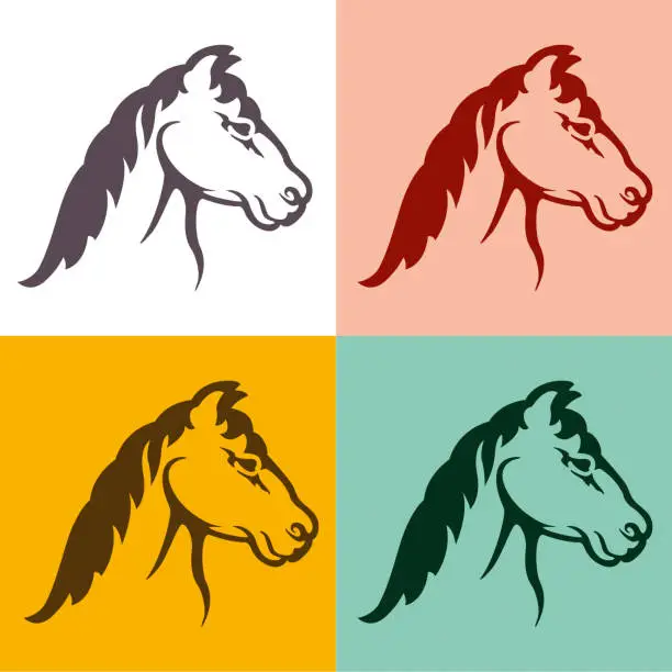 Vector illustration of Horse Head Clip Art