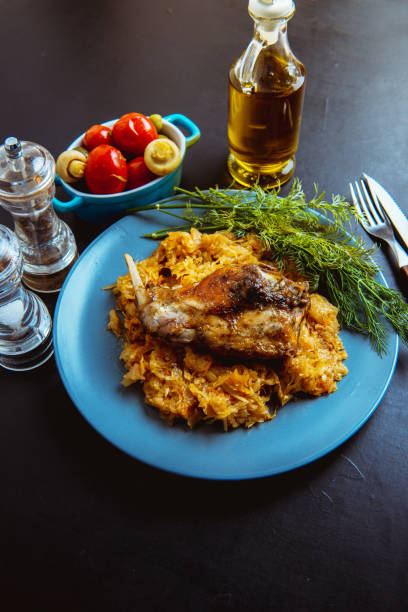 istock sauerkraut stew with fried meat, fried rabbit 1188656557