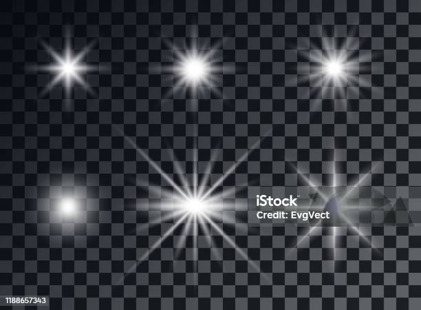 Stars Exploding White Glowing White Stars Lights Flashlight Explosion Effect Objects On An ...
