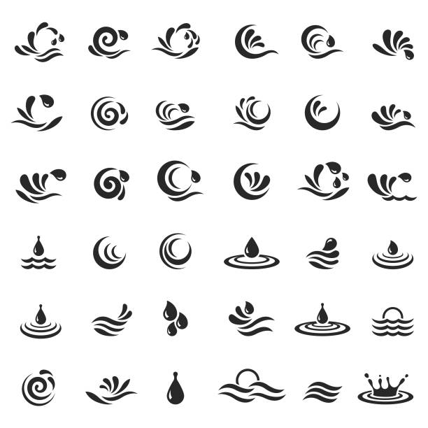 wasserwellen-symbol-set - water wave wave pattern symbol stock-grafiken, -clipart, -cartoons und -symbole