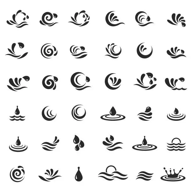 Vector illustration of Water wave icon set