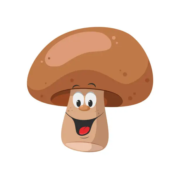 Vector illustration of Vegetables Characters Collection: Vector illustration of a funny and smiling mushroom in cartoon style.