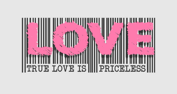 истинная любовь бесценна - слоган штрих-код. вектор. - afford stock illustrations