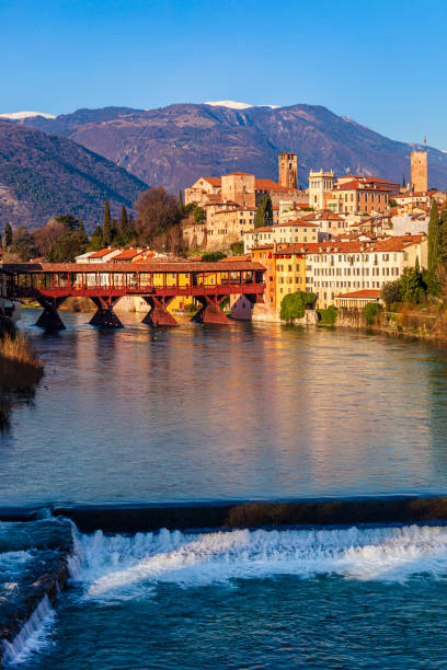 Italy, Bassano del Grappa on river Brenta