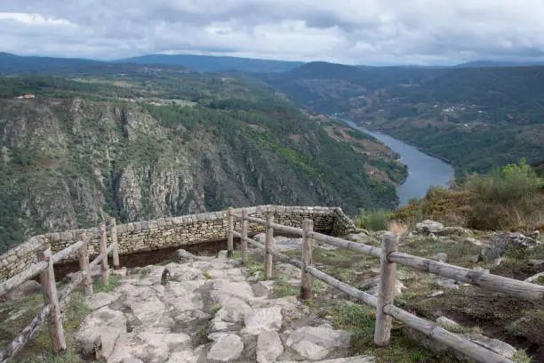 Tourism and hiking route along the banks of the Sil river, the Rivera Sacra in Parada de Sil Ourense Galica Spain