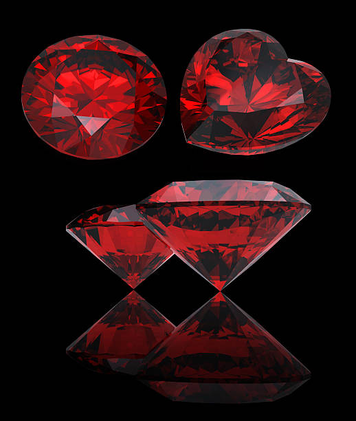 istock Set of red heart shaped ruby and garnet 118866553