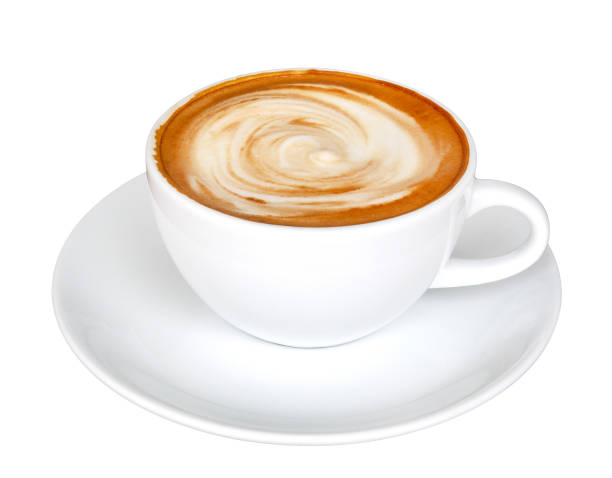 istock Coffee latte art spiral shape foam, hot cappuccino isolated on white background, clipping path 1188668665