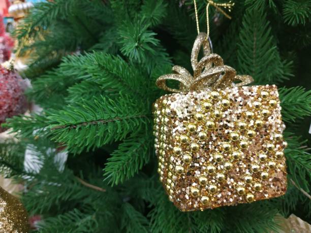 istock Christmas composition of fir branches and Christmas decorations Gift box . 1188669623