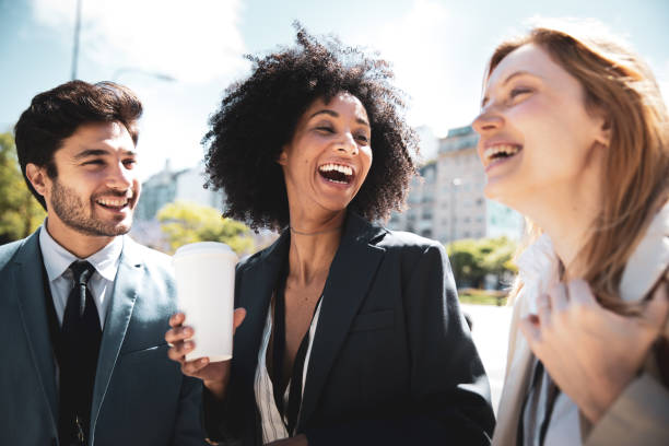istock Friendly business people on the go 1188671269