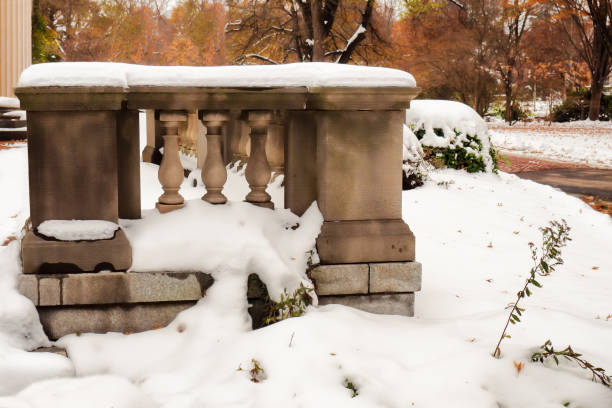 Balustrade; of a mansion covered in snow