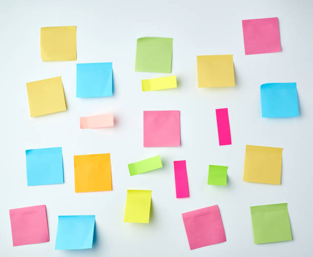 istock multicolored blank paper stickers of different sizes and shapes 1188676908