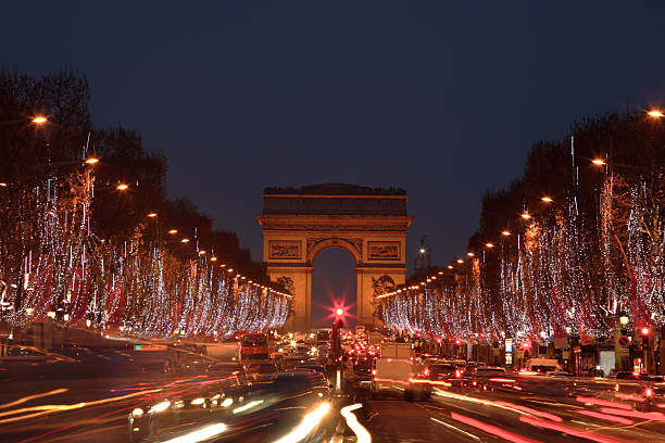 Decorações de Natal na Champs-Élysées - foto de acervo