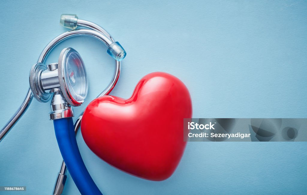 Heart and Stethoscope Healthcare And Medicine Stock Photo