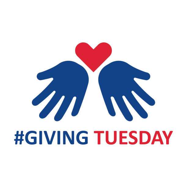 Giving Tuesday. Helping hand with heart shape Giving Tuesday. Helping hand with heart shape. Global day of charitable giving. Vector illustration. giving tuesday stock illustrations
