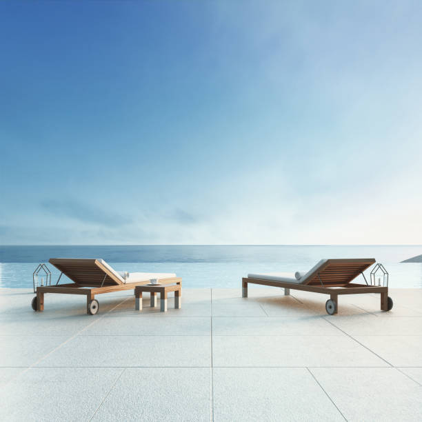 istock Beach lounge - ocean villa with pool and Sea view / 3d render 1188683081