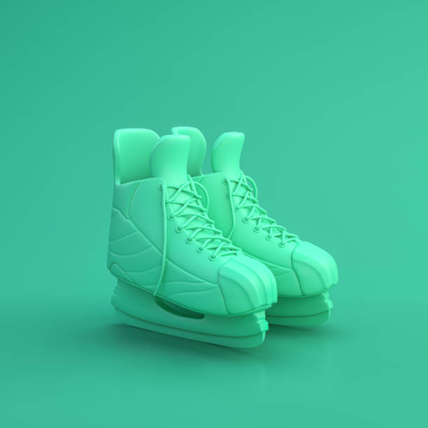 istock Green sport equipment skates on green background, solid background, flat background, single color, 3d Rendering 1188685211