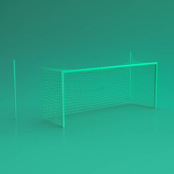 istock Green sport equipment soccer goal on green background, solid background, flat background, single color, 3d Rendering 1188685311