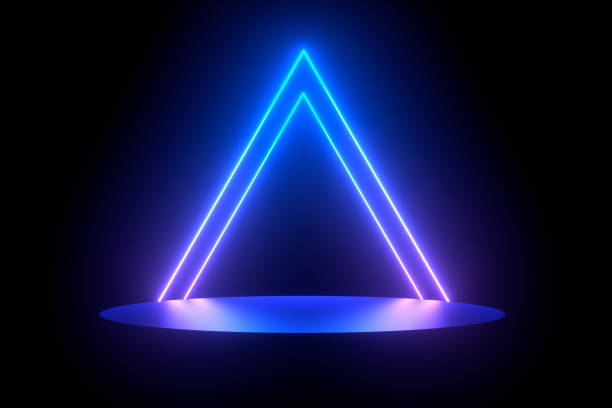 istock Ultraviolet Neon Laser Glowing Lines, Abstract 3D Background with Empty Product Stand, Platform 1188690146