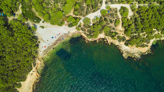 Top view of a catalan seascape in Costa Dorada (province of Tarragona). Travel destination in Spain