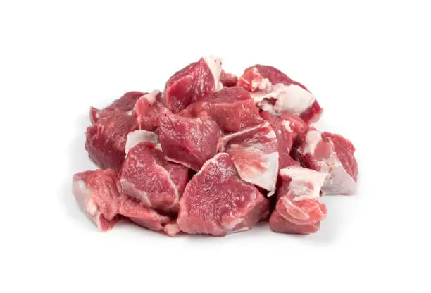 Photo of Raw Chopped Lamb Tenderloin Fillet, Diced Mutton Meat