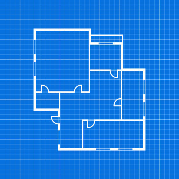 Apartment Plan Thin Line Top View. Vector Apartment Plan Basic Thin Line Top View. Vector illustration of Architect Room floor plan blueprint stock illustrations