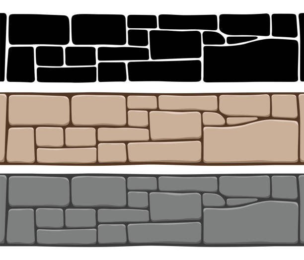 illustrations, cliparts, dessins animés et icônes de ensemble de 3 genres de textures transparentes de mur en pierre, d'isolement sur le fond blanc. - stone wall