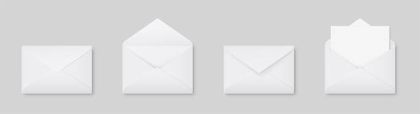 リア ルな空白の白い文字の紙c5またはc6封筒の前面図。a6 c6、a5 c5、テンプレートは灰色の背景で開閉 - ストックベクトル。 - 手紙点のイラスト素材／クリップアート素材／マンガ素材／アイコン素材