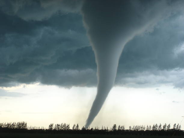 Amazing Tornado in Canada Another amazing tornado picture of the famous F5 tornado that impacted Elie, Manitoba on June 22, 2007. tornado stock pictures, royalty-free photos & images