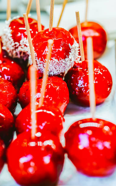 istock Red glazed apples on Christmas market in Vilnius 1188715528