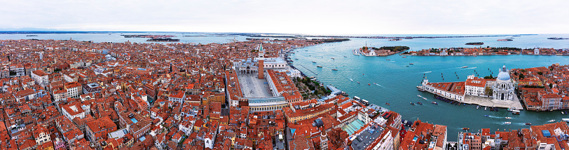 San Marco Quarter with St. Mark's square Aerial Venice Italy