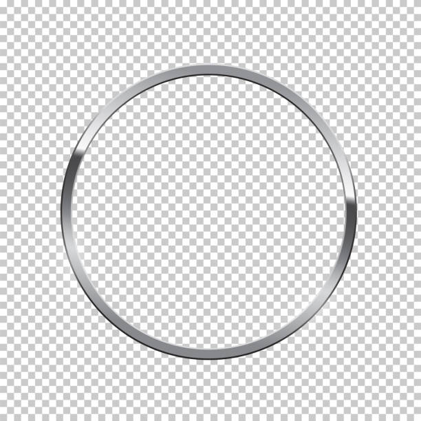 Silver ring isolated on transparent background. Vector chrome frame. Silver ring isolated on transparent background. Vector chrome frame metal stock illustrations