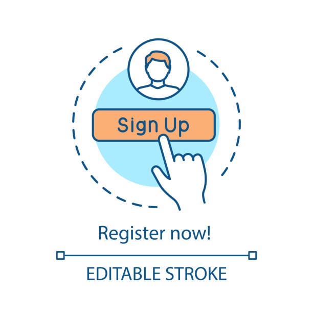 Registration form concept icon Registration form concept icon. Sign up idea thin line illustration. Web personal profile. Website contact form. Login, authorization tab. Vector isolated outline drawing. Editable stroke education registration event stock illustrations