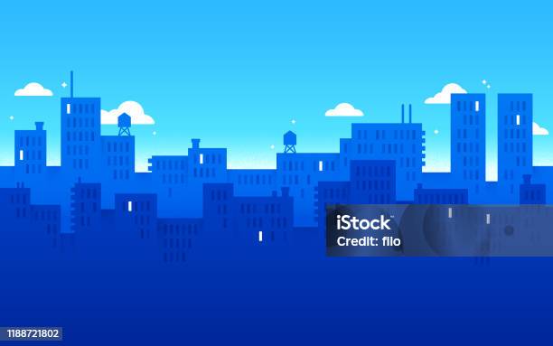 Blue Modern City Urban Background Stock Illustration - Download Image Now - City, Building Exterior, Backgrounds