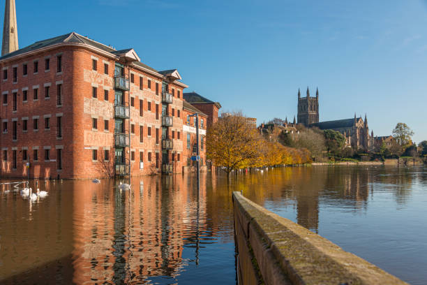 istock Swans enjoying the floods by Worcester bridge Worcestershire UK 1188723174