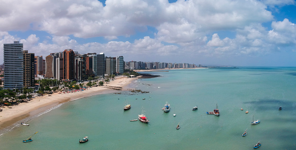 Skyline of Fortaleza city beach. Ceara, Brazil. Aerial view