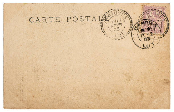 istock Vintage postcard letter stamp Used paper background 1188724506