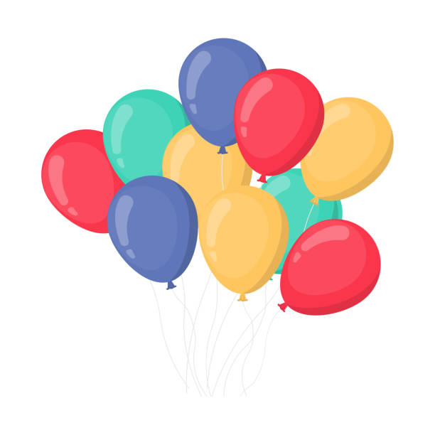Bunch of balloons of different color isolated on white background. Vector illustration. Bunch of balloons of different color isolated on white background. Vector illustration. thread stock illustrations