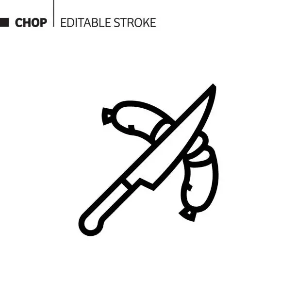 Vector illustration of Chop Line Icon, Outline Vector Symbol Illustration. Pixel Perfect, Editable Stroke.