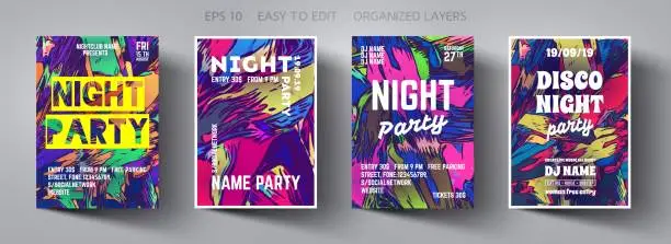 Vector illustration of Poster template.Vector Creative Modern Abstract Background with Trending Colors.Template Design for Flyer,Banner,Cover,Brochure.Design Invitation Card for Music Concert, Event,Night party,Disco Club.