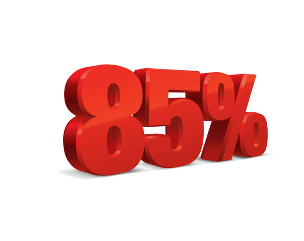 istock 85 percent off, sale background, red metal object 3D. Eps10 Vector. 1188726793