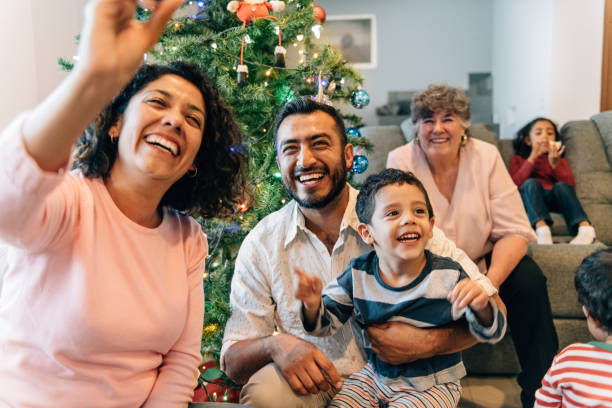 istock Family Selfie by Christmas Tree 1188730202