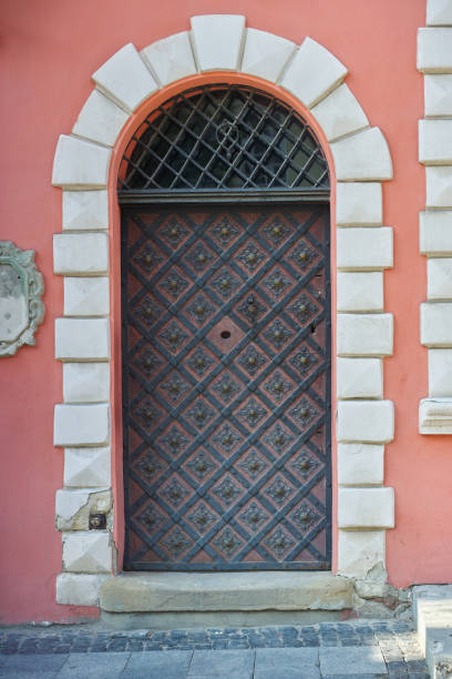 istock Old vintage iron facade doors with decorative ornaments 1188732275