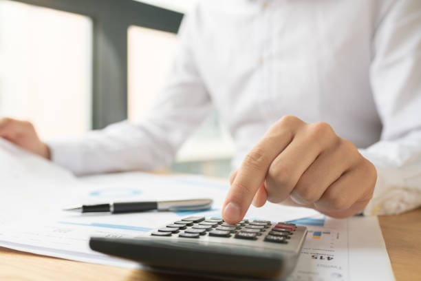 istock Business accounting concept, Business man using calculator 1188733269