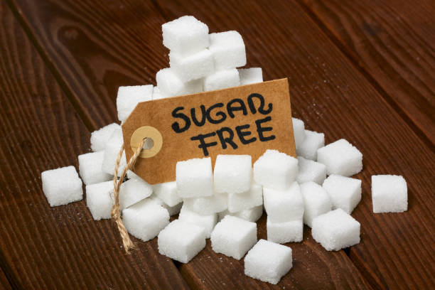 una parola senza zucchero con sfondo - sweetleaf foto e immagini stock